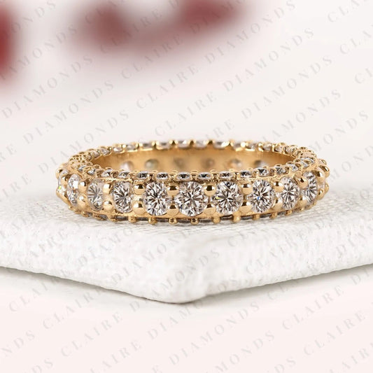 2.85 TCW Round Cut Lab Grown Diamond Eternity Band Gold Wedding Ring Inspired Stackable Bridal Band
