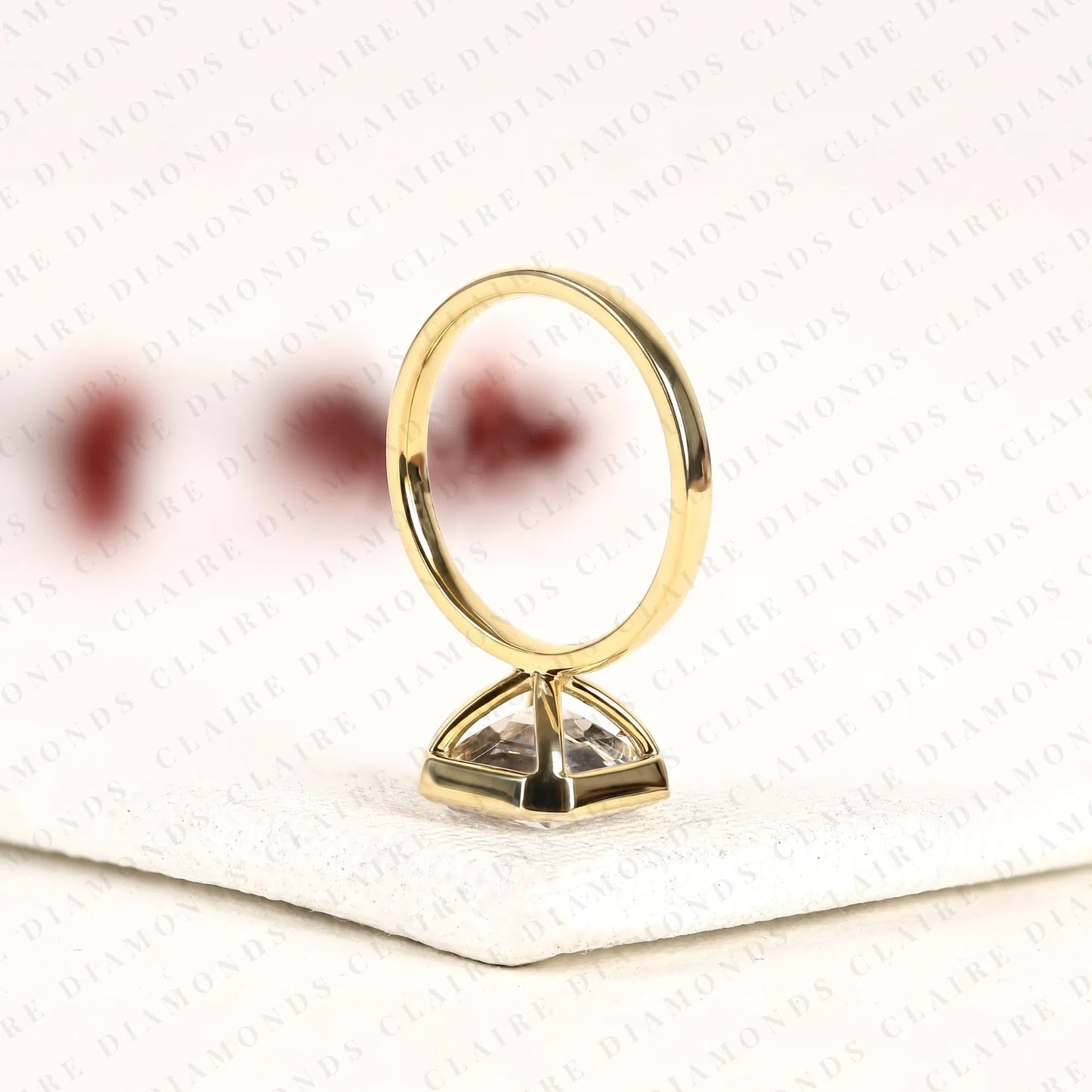 asscher cut lab grown diamond bezel set engagement ring | modern solitaire statement ring