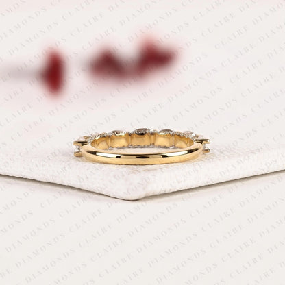 1.88 TCW Oval Cut Lab Grown Diamond Band Eternity Wedding Elegant Stackable Hiddend Halo Round Bridal Band