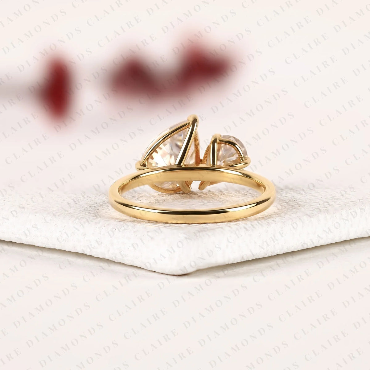 2.63 tcw toi et moi pear cut lab grown diamond engagement ring unique double stone bridal ring