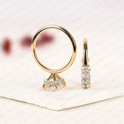 Oval Cut Lab Grown Diamond Engagement Ring Set Oval Diamond Bridal Ring Set Engagement Ring