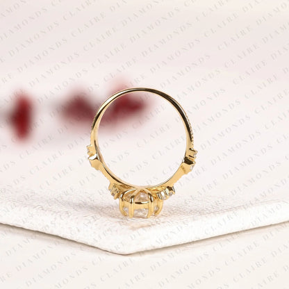Marquise Lab Grown Diamond Engagement Ring Unique Floral Vintage Inspired Statement Bridal Ring