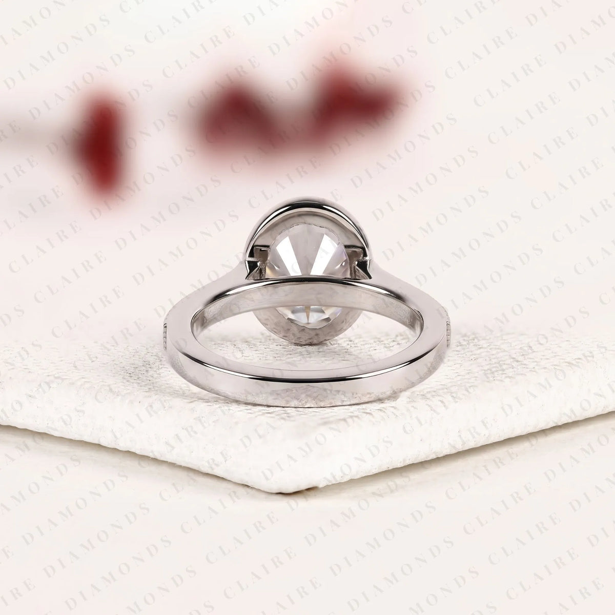 oval cut lab grown diamond engagement ring vintage milgrain bezel setting white gold engraved band elegant solitaire bridal jewelry