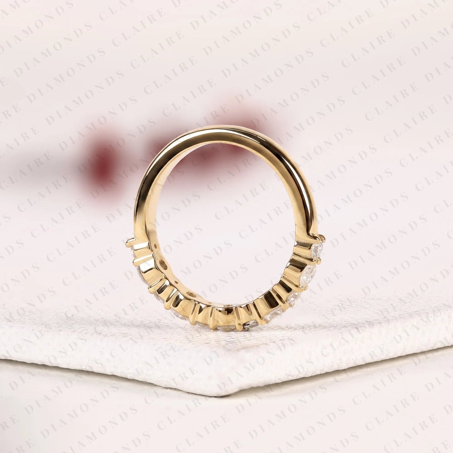 0.95 tcw round cut lab grown diamond wedding band  shared prong diamond half eternity band minimalist anniversary band for women