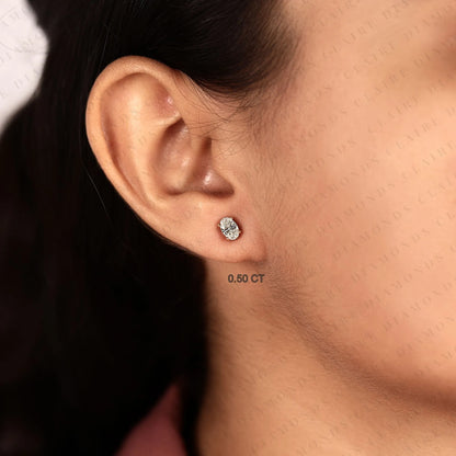 Oval Cut Lab Grown Diamond Stud Earrings Classic Solitaire Earrings Elegant Minimalist Bridal Jewelry Timeless Gift for Her