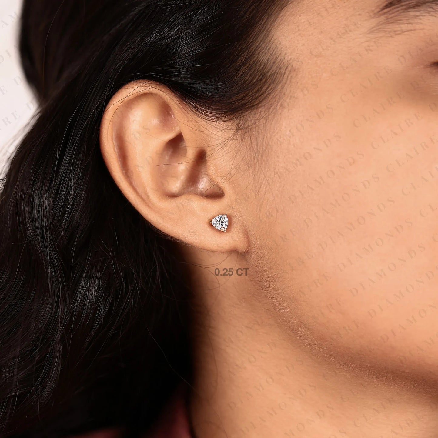 trillion cut lab grown diamond stud earrings elegant solitaire earrings modern minimalist fine jewelry