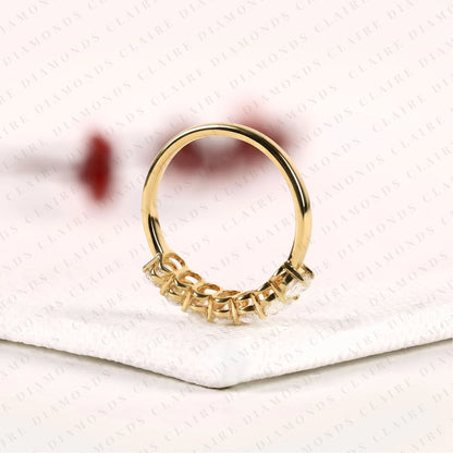 1.61 TCW Oval Cut Lab Grown Diamond Band Half Eternity Wedding Elegant Stackable Bridal Band For Her