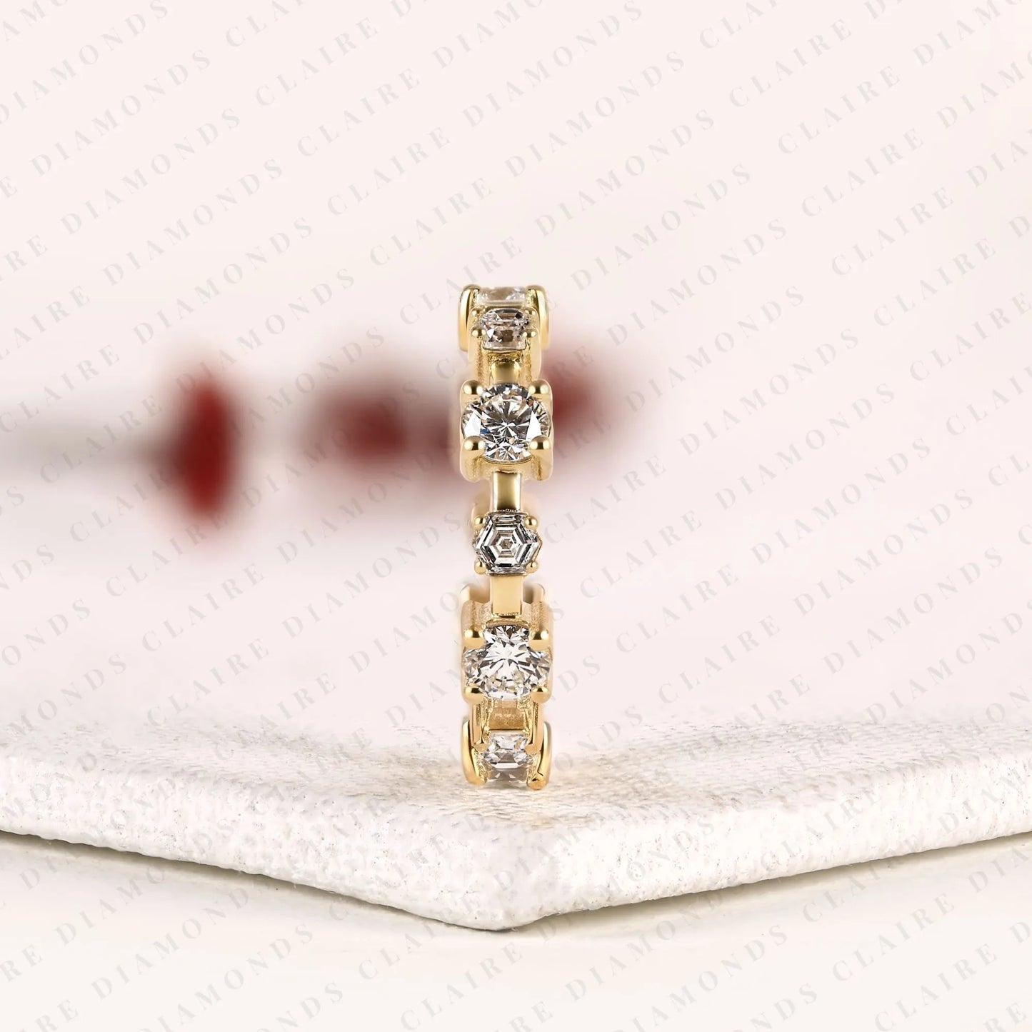 1.40 tcw round & octagon lab grown diamond band geometric wedding band modern stackable eternity band