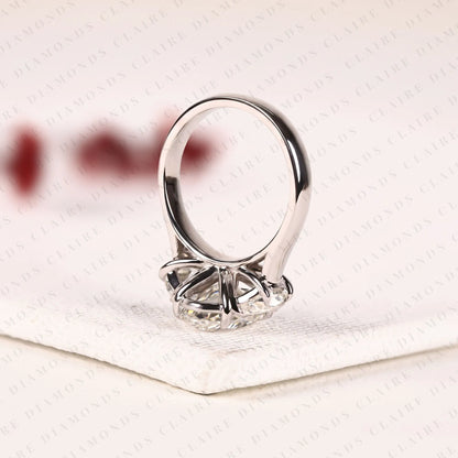 Oval Cut Lab Grown Three Stone Engagement Ring in Solid Gold | Classic Oval Diamond Style Bridal Ring for Women