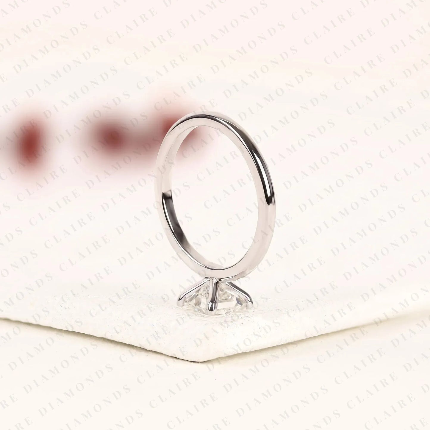 princess cut lab grown diamond solitaire engagement ring, classic four prong white gold ring, minimalist proposal ring