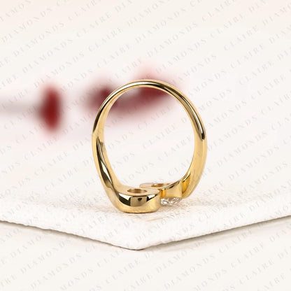 1.10 TCW Round And Pear Lab Grown Diamond Toi et Moi Ring Unique Double Stone Engagement Ring Elegant Statement Jewelry