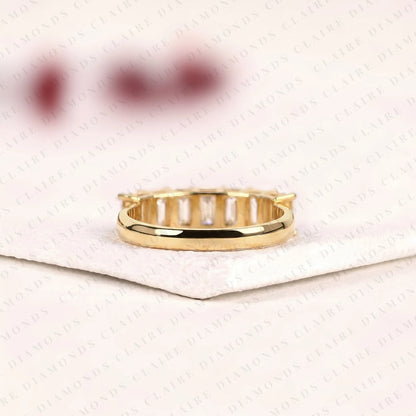 1.75 TCW Emerald Cut Moissanite Diamond Eternity Band Stackable Band Luxury Bridal Anniversary Jewelry