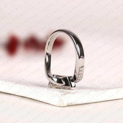 Marquise Cut Lab Grown Diamond East West Bypass Engagement Ring in Gold With Round Side Stones , Modern Bridal Jewelry.
