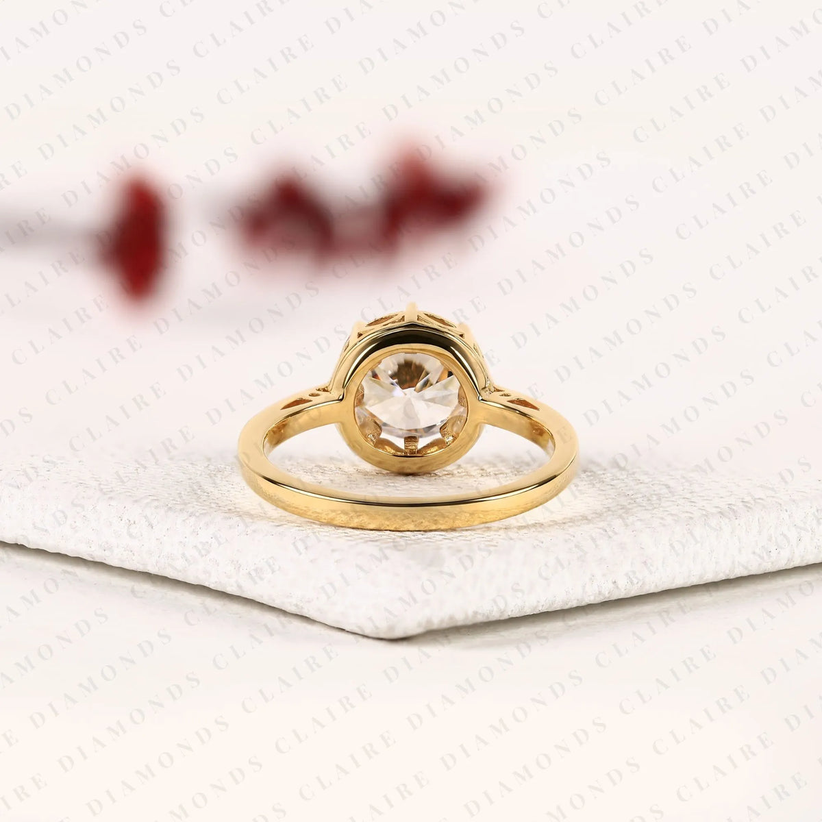 round cut moissanite diamond engagement ring vintage inspired solitaire bridal ring unique fine jewelry