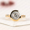 Round Lab Grown Diamond Bezel Engagement Ring | Yellow Gold Nature-Inspired Twisted Diamond Band