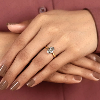 Old Mine Elongated Cushion Cut Lab Grown Diamond Bezel Ring | Sculpted Gold Minimalist Engagement Ring | Modern Geometric Bridal Jewelry