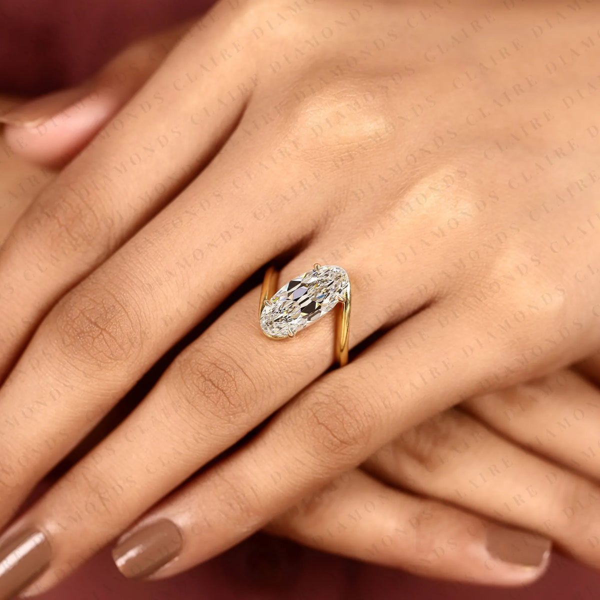 old mine moval cut lab grown diamond engagement ring | unique gold solitaire ring | vintage inspired modern bridal jewelry