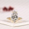 Unique Dutch Marquise Moissanite Diamond Hidden Halo Engagement Ring | Yellow Gold Botanical Leaf Four-Prong Setting