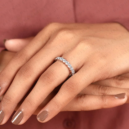 2.20 TCW Elegant Full Eternity Moissanite Diamond Wedding Band with Round Brilliant Diamonds
