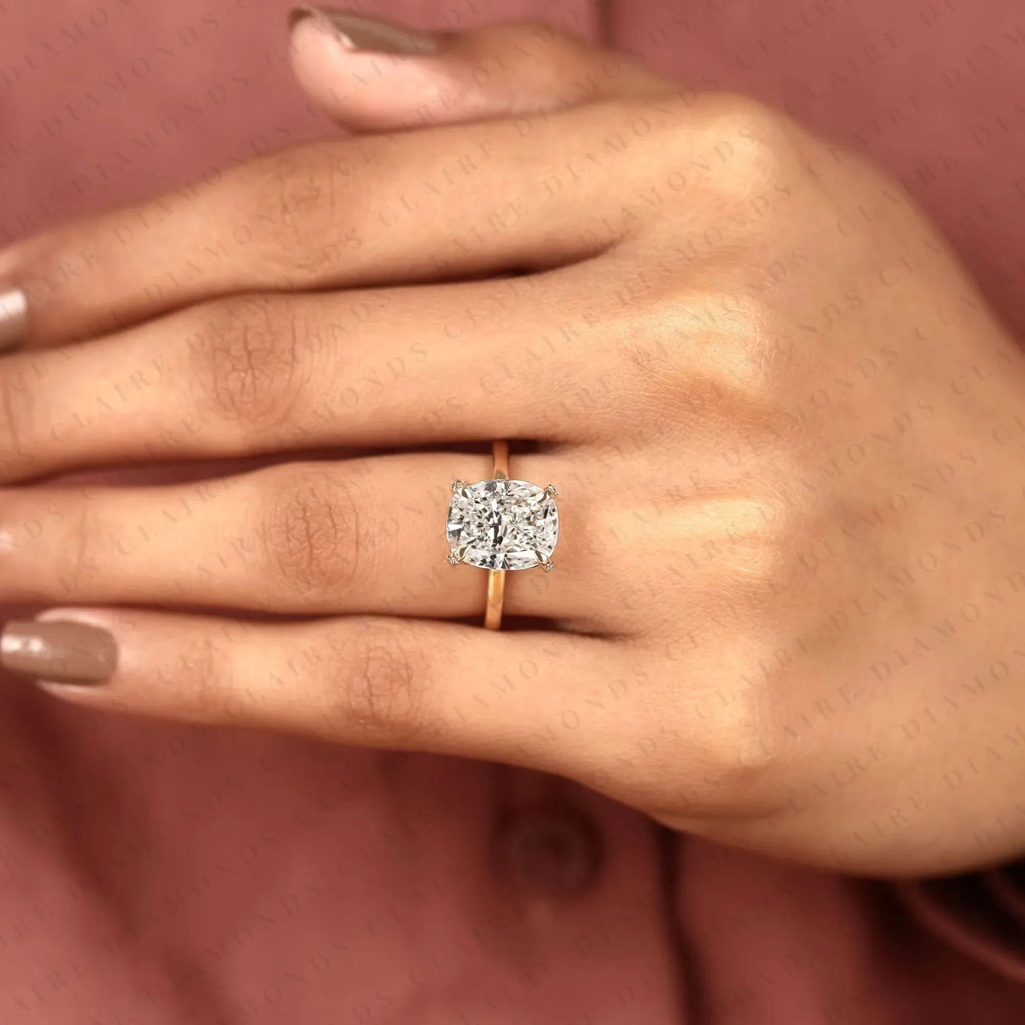 elongated cushion cut moissanite diamond solitaire engagement ring classic gold wedding ring minimalist bridal ring anniversary gift for women.