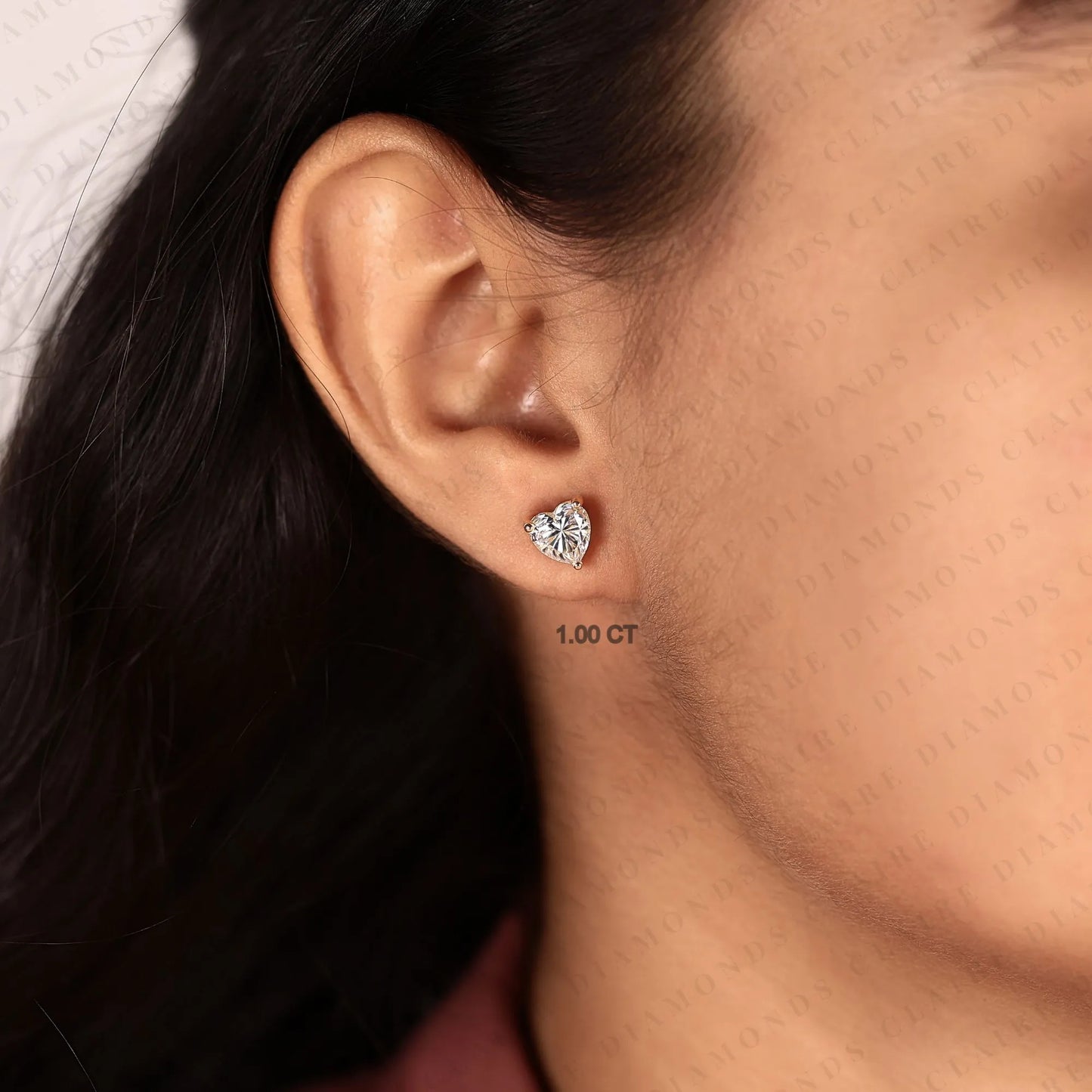 heart cut lab grown diamond stud earrings, classic prong set gold earrings, minimalist heart shape diamond studs, elegant bridal jewelry