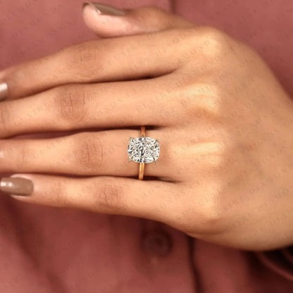 Elongated Cushion Cut Lab Grown Diamond Solitaire Engagement Ring Classic Gold Wedding Ring Minimalist Bridal Ring IGI Certified Anniversary Gift for Women