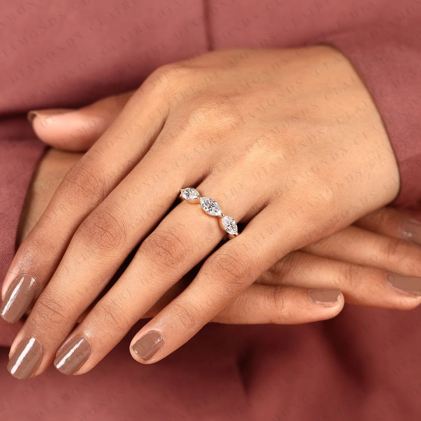 1.00 tcw marquise cut lab grown diamond half eternity wedding band | stackable anniversary promise ring