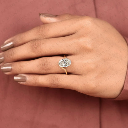 Bypass Oval Cut Lab Grown Diamond Engagement Ring | Modern Solitaire Promise Ring for Everyday Luxury Wear
