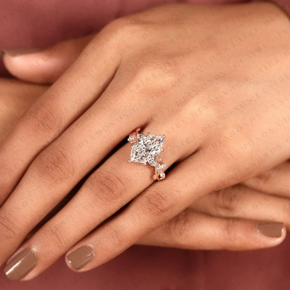 Dutch Marquise Moissanite Diamond Engagement Ring | Nature-Inspired Rose Gold Curved Vine Setting