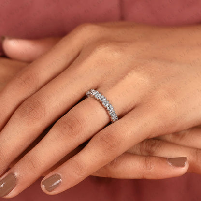 2.04 TCW Heart Cut Moissanite Diamond Eternity Band, Full Eternity Wedding Ring, White Gold Anniversary Band, Unique Bridal Ring
