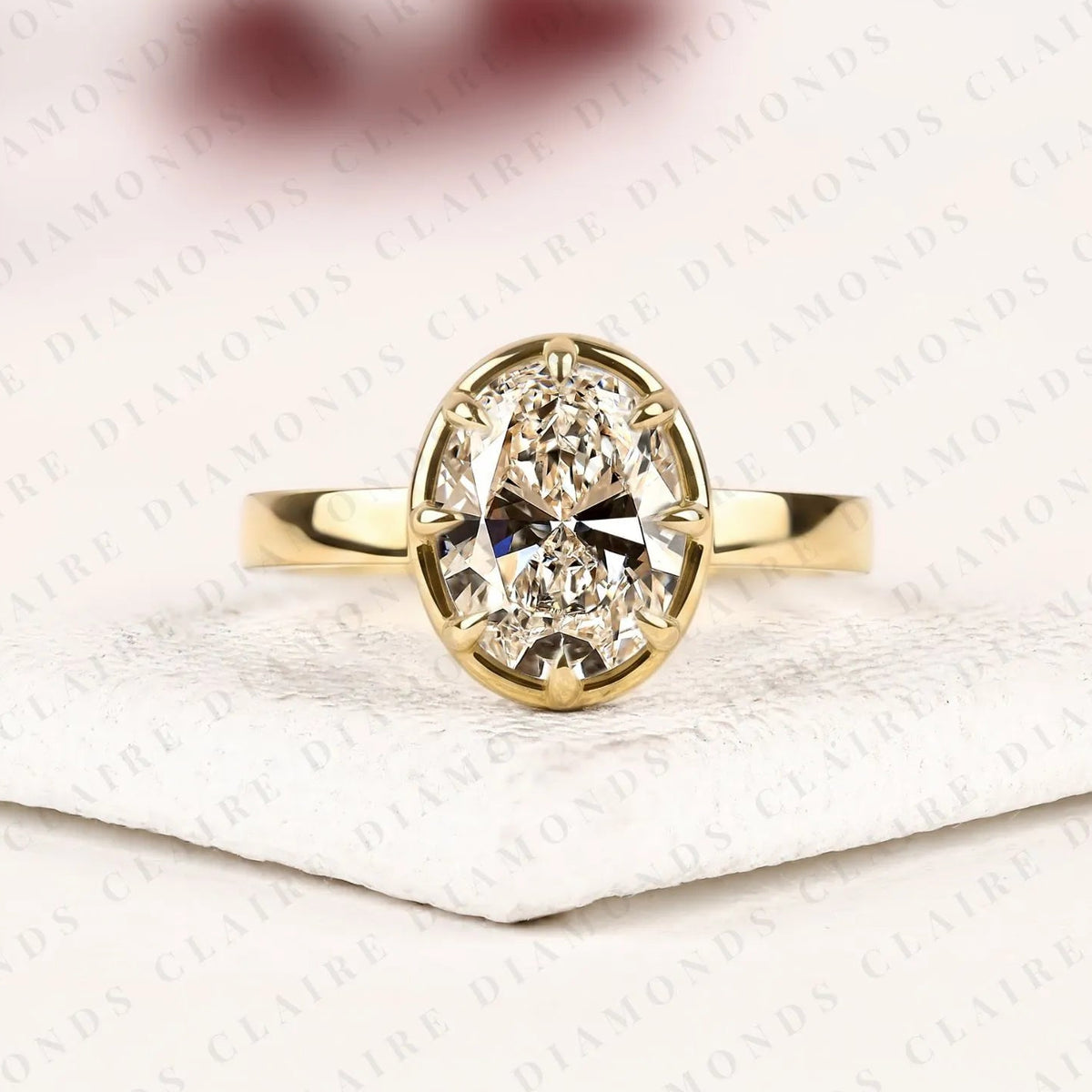 oval cut lab grown diamond engagement ring | yellow gold bezel set solitaire | minimalist modern bridal ring | elegant statement wedding jewelry