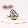 Pear Shape Lab Grown Diamond Solitaire Ring | Black Bezel Two-Tone Gold Contemporary Setting