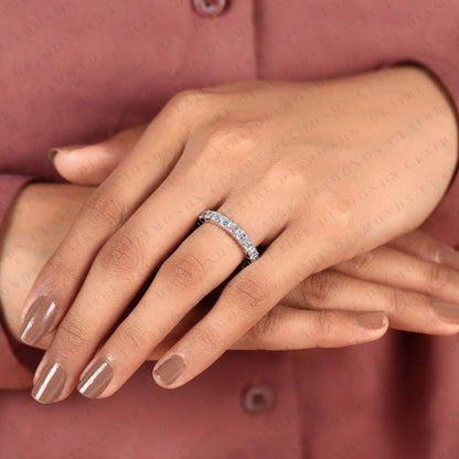 3.15 TCW Asscher Cut Moissanite Diamond Eternity Band, Full Eternity Wedding Ring, White Gold Anniversary Band, Elegant Diamond Ring