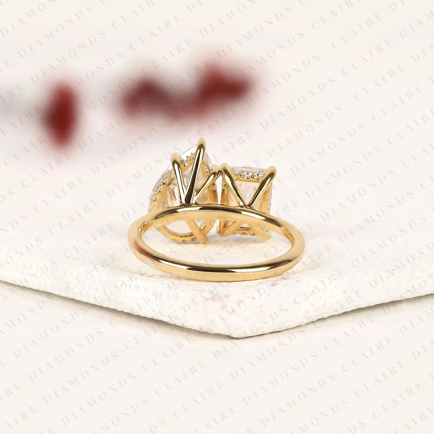 4.70 tcw toi et moi pear & radiant cut lab grown diamond engagement ring two stone gold promise ring  modern bridal ring igi certified jewelry