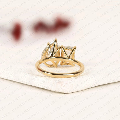 4.70 TCW Toi et Moi Pear & Radiant Cut Lab Grown Diamond Engagement Ring Two Stone Gold Promise Ring  Modern Bridal Ring IGI Certified Jewelry