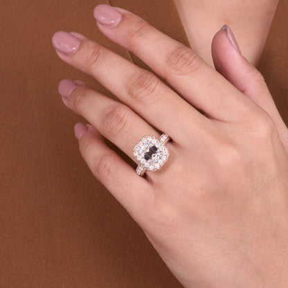 Luxury Vintage Emerald Cut Halo Lab Grown Diamond Engagement Ring with Pavé Band in Gold