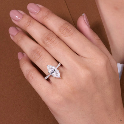 Brilliant Lab Grown Marquise Cut Diamond Ring for Elegant Everyday Glamour Engagement Ring