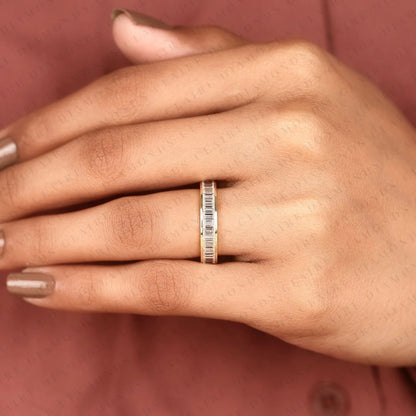 1.35 TCW Baguette Cut Lab Grown Diamond Eternity Wedding Band Minimalist Stackable Anniversary Ring for Women