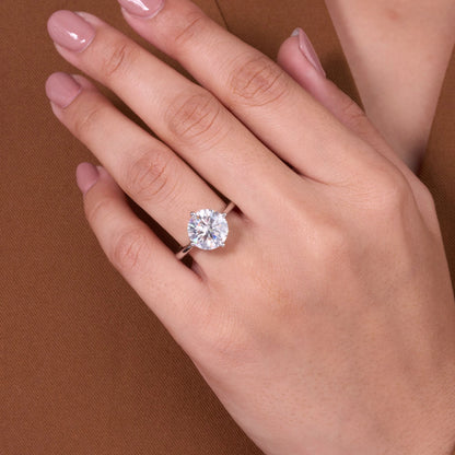 Classic Round Cut Solitaire Lab Grown Diamond Ring with Timeless Elegant Engagement Style