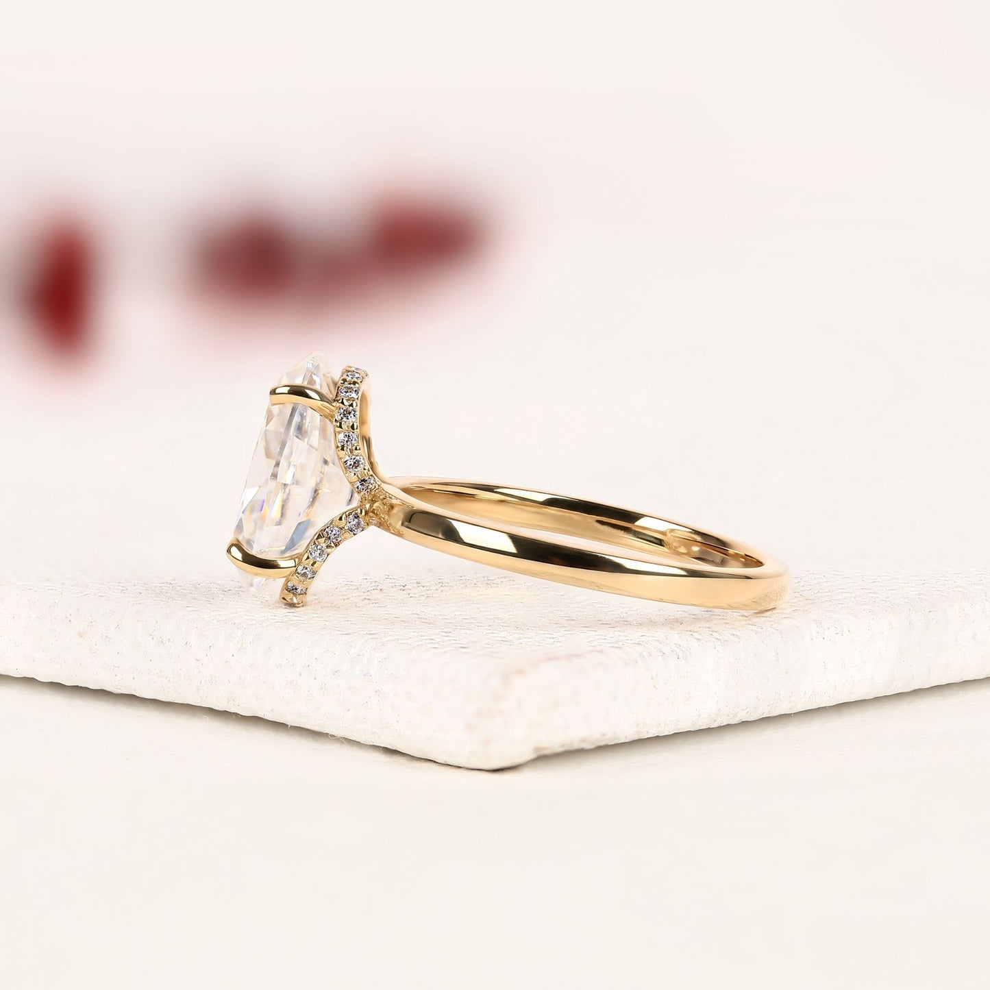 classic oval cut solitaire moissanite diamond engagement ring in yellow gold | minimalist wedding ring for women | timeless anniversary gift.