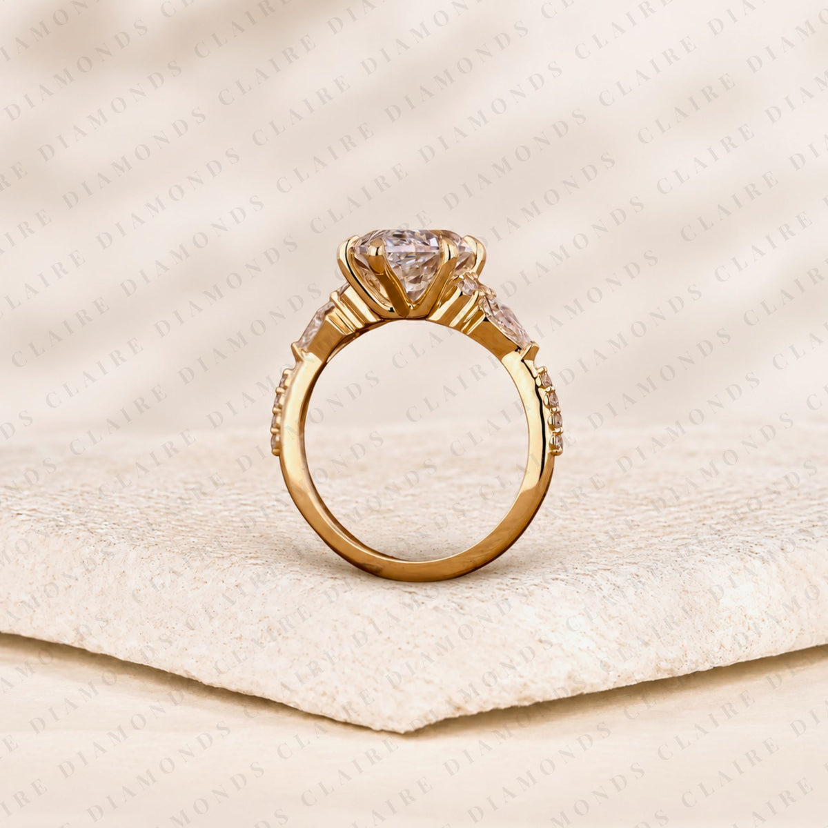 Dutch Marquise Cut Moissanite Diamond Engagement Ring with Kite Cut Side Stones Luxury Wedding Ring for Women