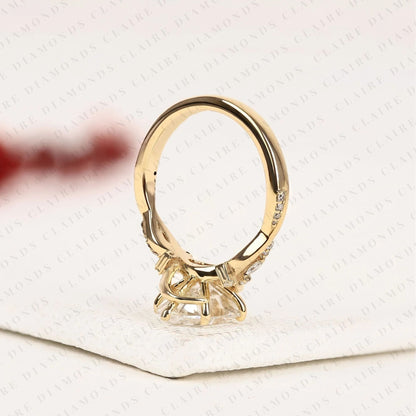 Oval Cut Nature Inspired Lab Grown Diamond Engagement Ring Floral Vine Gold Ring Vintage Leaf Wedding Ring for Women