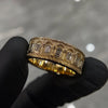 1.12 TCW Vintage Inspired Emerald Cut Lab Grown Diamond Band Ring in Gold Textured Designer Wedding Ring