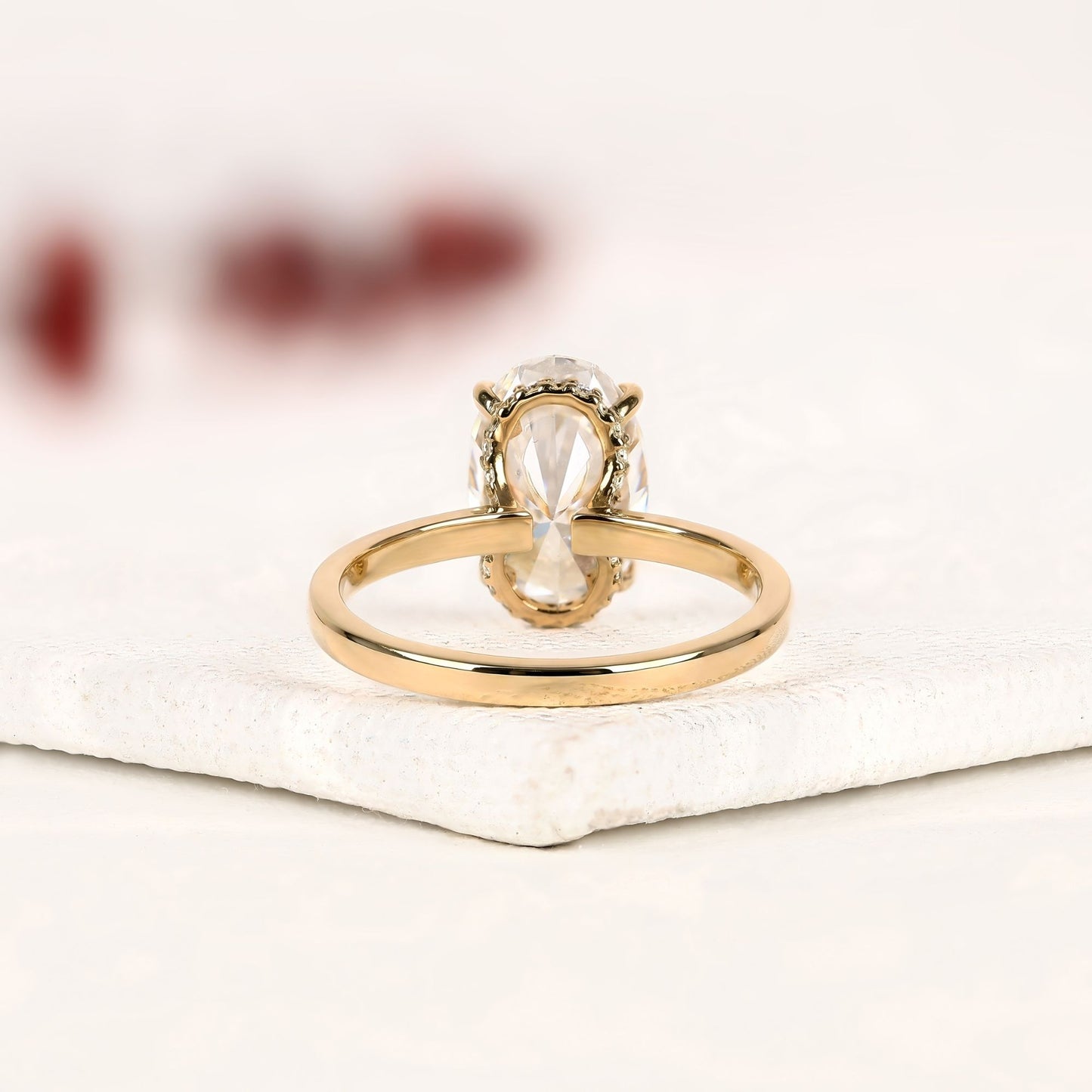 classic oval cut solitaire moissanite diamond engagement ring in yellow gold | minimalist wedding ring for women | timeless anniversary gift.