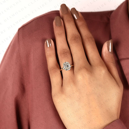 Old Mine Elongated Cushion Cut Lab Grown Engagement Ring in Solid Gold | Classic Solitaire Wedding Ring
