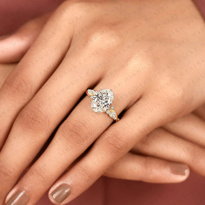 Oval Cut Nature Inspired Moissanite Diamond Engagement Ring Floral Vine Gold Ring Vintage Leaf Wedding Ring for Women