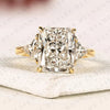 Radiant Cut Moissanite Diamond Engagement Ring Three Stone Gold Ring Trillion Elegant Jewelry for Women