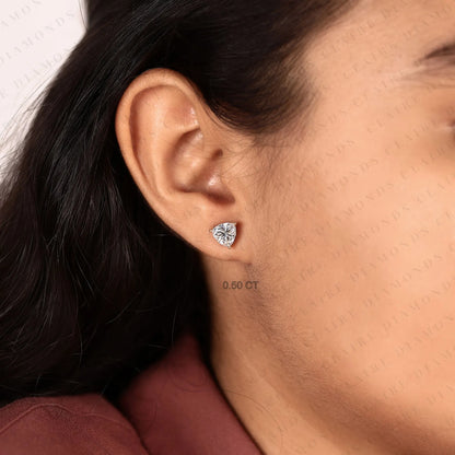 Trillion Cut Lab Grown Diamond Stud Earrings Elegant Solitaire Earrings Modern Minimalist Fine Jewelry