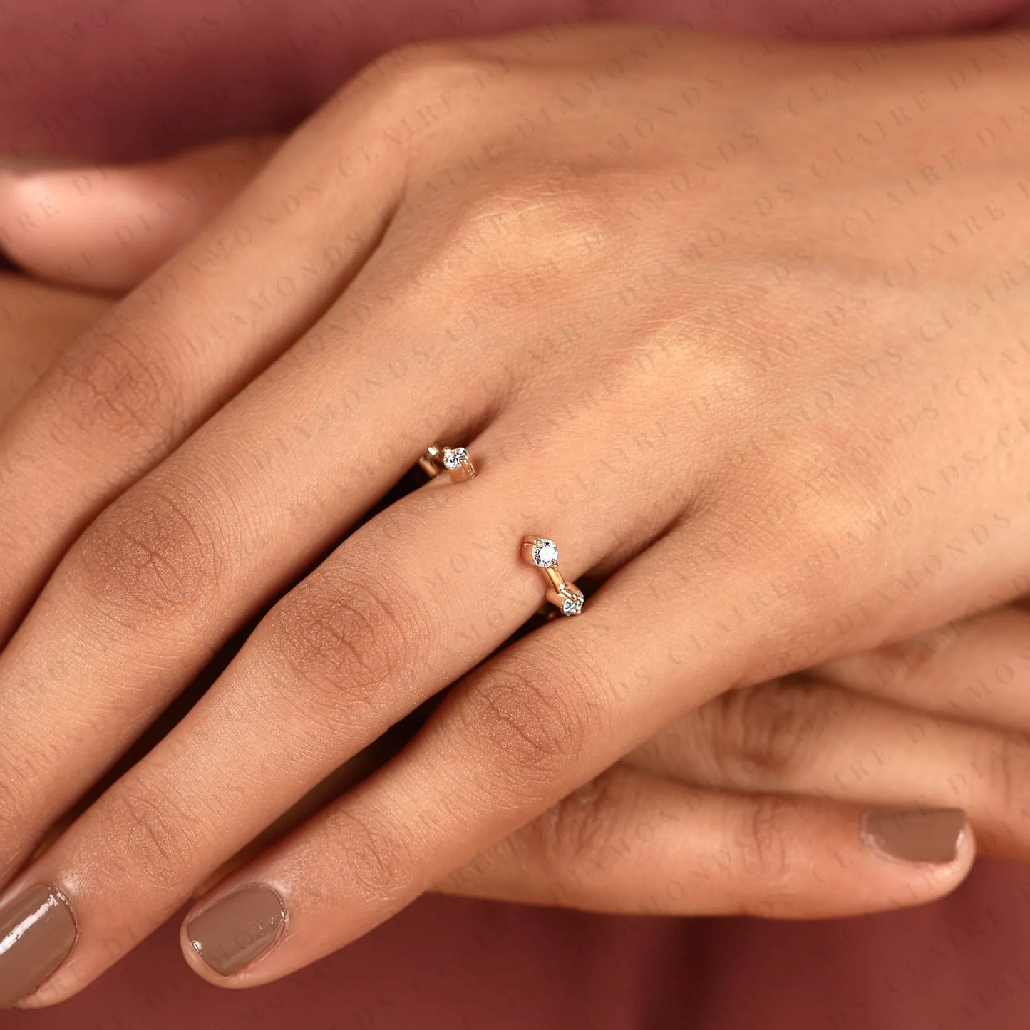 0.27 tcw round diamond wedding band moissanite diamond stackable ring minimalist yellow gold anniversary band modern bridal ring dainty everyday fine jewelry.