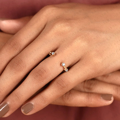 0.27 TCW Round Diamond Wedding Band Moissanite Diamond Stackable Ring Minimalist Yellow Gold Anniversary Band Modern Bridal Ring Dainty Everyday Fine Jewelry.